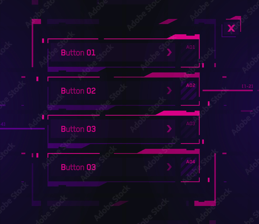 purple cyberpunk game ui