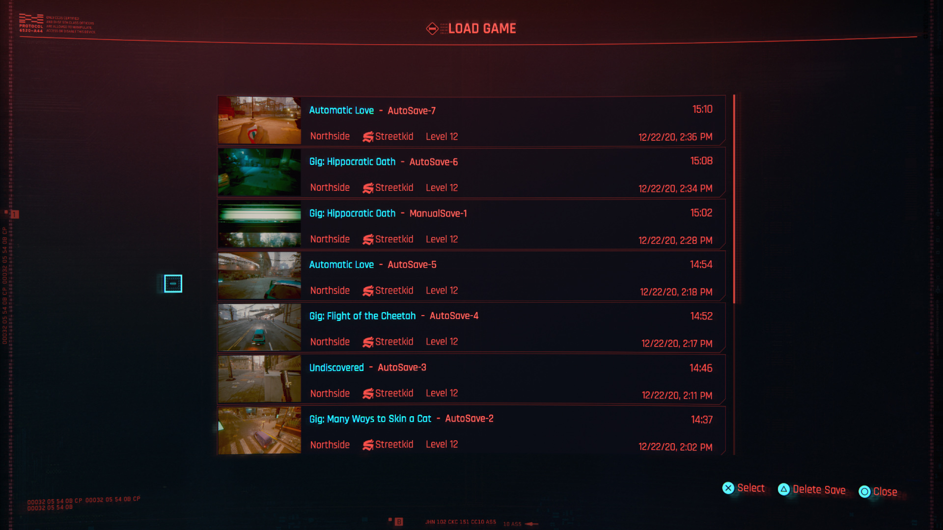 red cyberpunk game menu